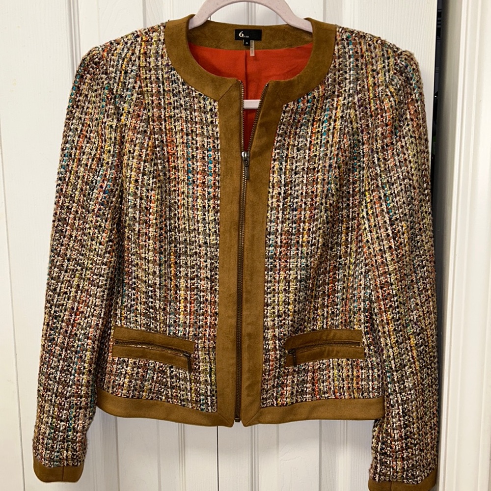 NWT Women’s 6 by Six Knit Tweed Zip up Jacket